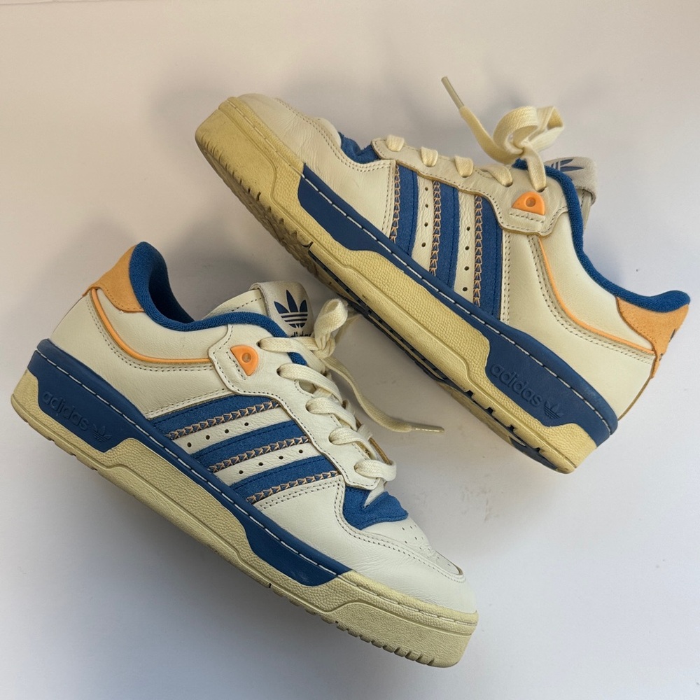 Adidas Cream, Royal Blue and Peach Sneakers